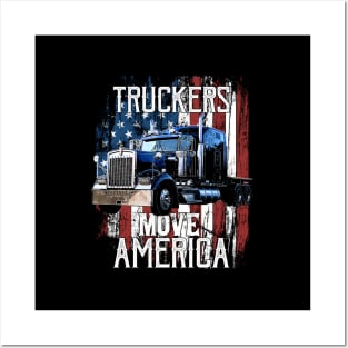 Trucker American Flag Truck Driver Posters and Art